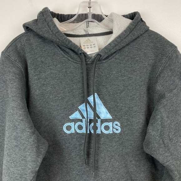ADIDAS Hooded Logo Fleece Pullover Sweatshirt in Gray Heather - Picture 2 of 9